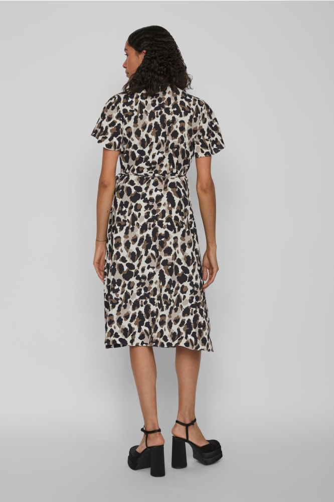 VILOVIE S/S WRAP MIDI DRESS/SU - NO 14059666 BIRCH/ASTRID